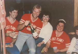 Doug (far left) with dad (far right). 