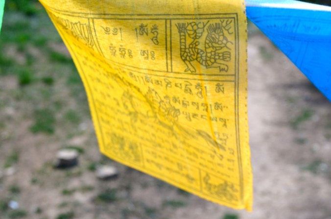 Closeup of a prayer flag. 
