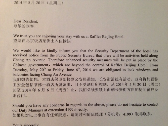 The letter from the hotel.