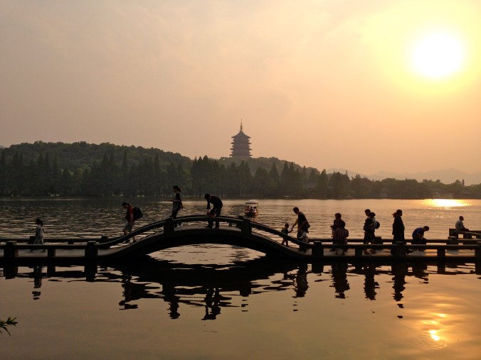 A famous bridge on Xihu Lake. 