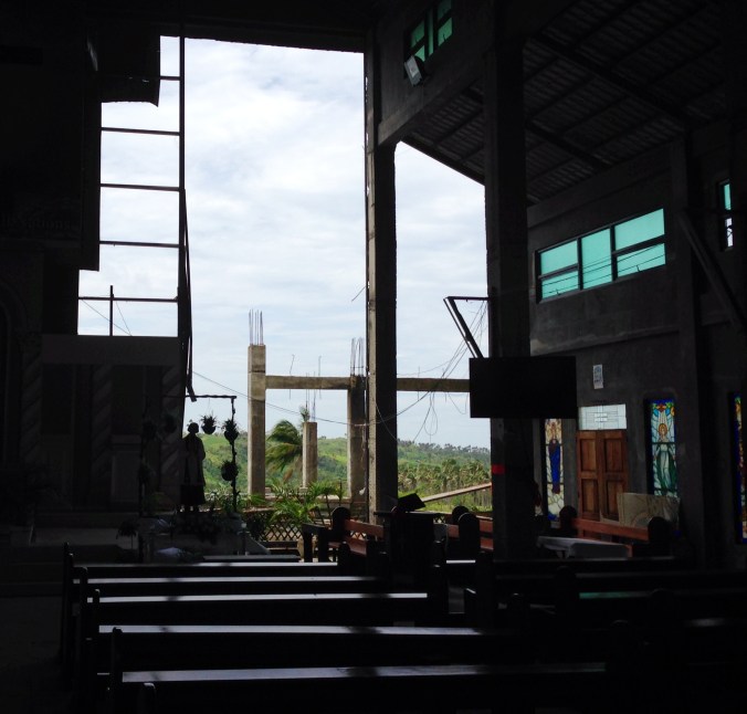 The inside of a church under construction near Tagaytay. 